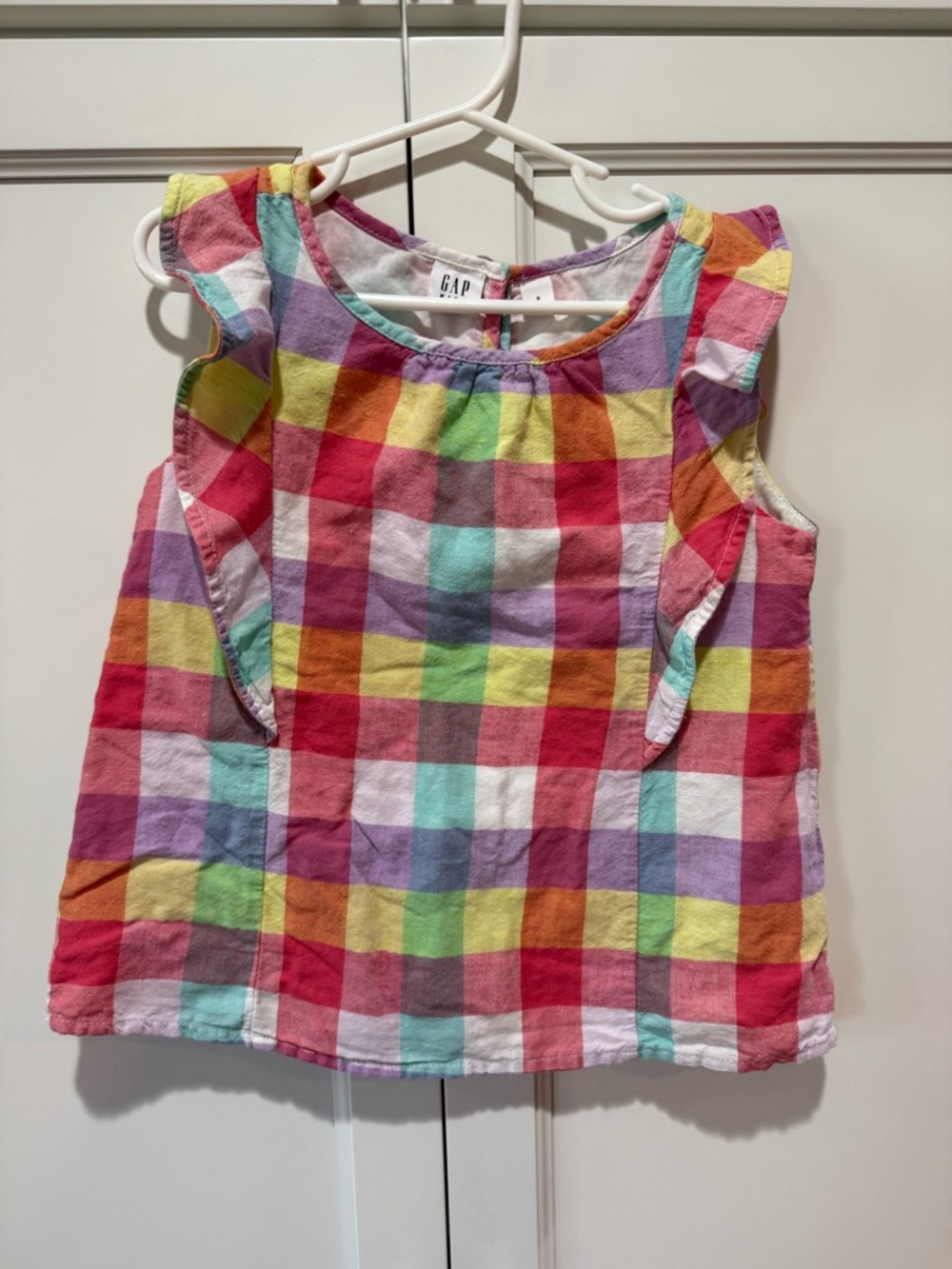 GAP Girls Multicolor Gingham Ruffle Tank Top